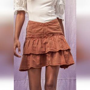Free People Ruffles in the Sand Mini Skirt | Petrichor | Size 8